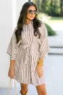 Cocoa Stripe Mini Shirt Dress