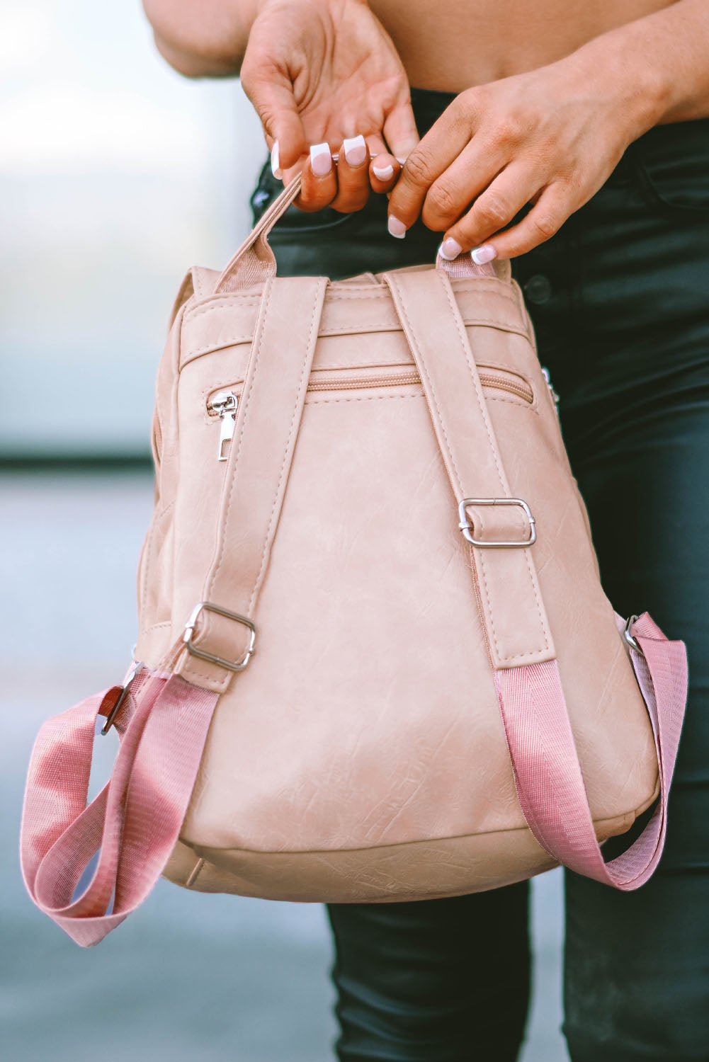 Multifunctional Faux Leather Casual Backpack