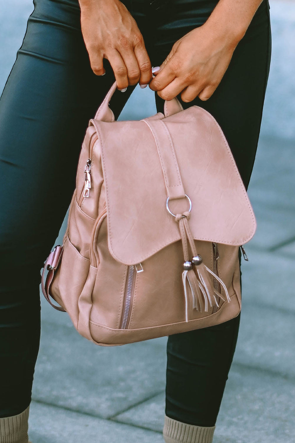 Multifunctional Faux Leather Casual Backpack